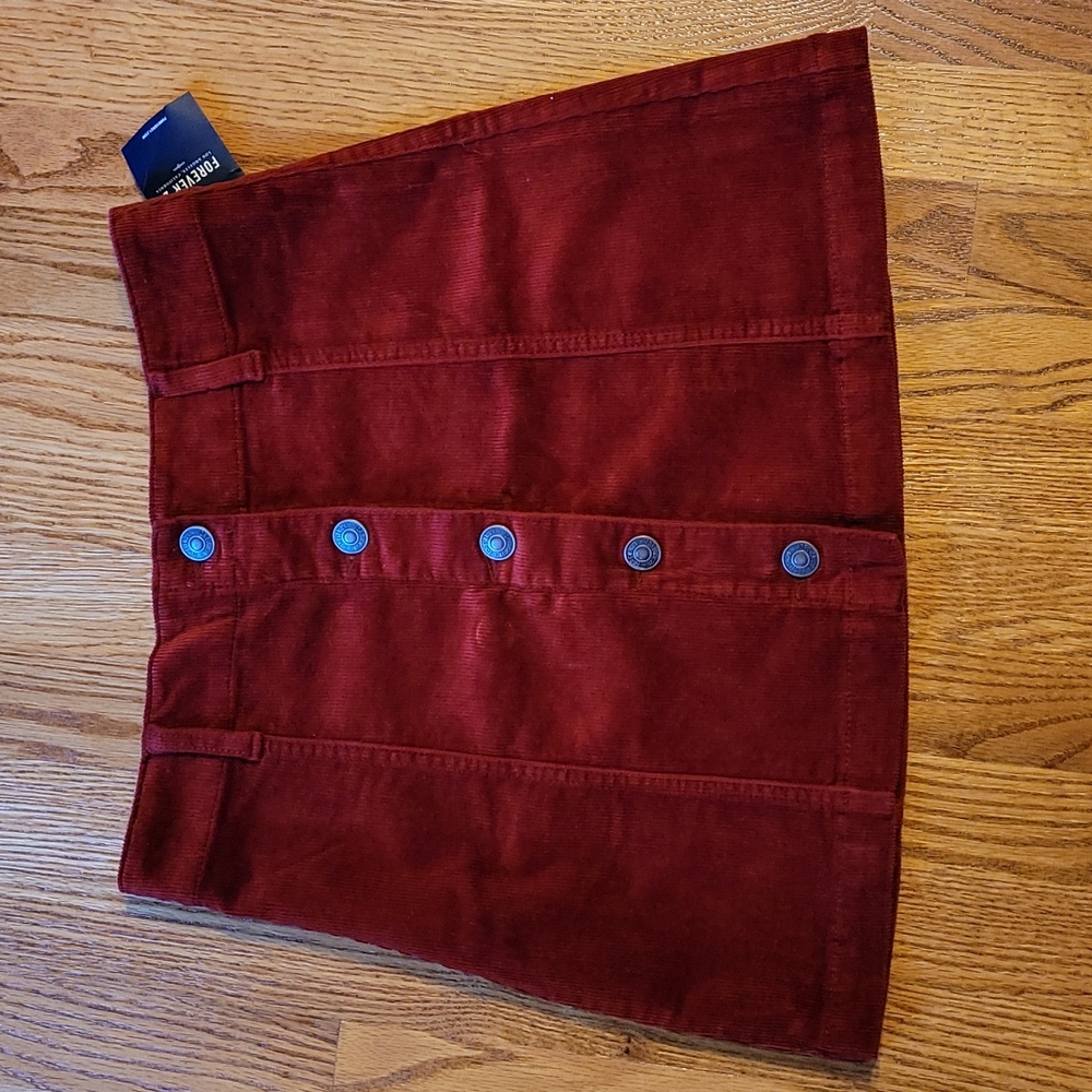 Rust Corduroy Mini Skirt Forever 21 M
